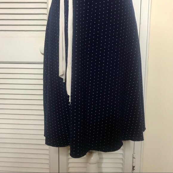 Vintage Strapless Navy Dress w/ White Polka Dots - Picture 3 of 4